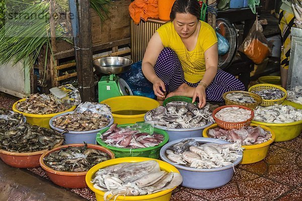 Frische  Arzt  Speisefisch und Meeresfrucht  verkaufen  Südostasien  Vietnam  Asien  Markt