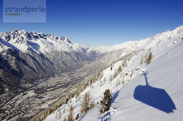 Frankreich Europa Französische Alpen Ansicht Seilbahn Chamonix Haute-Savoie