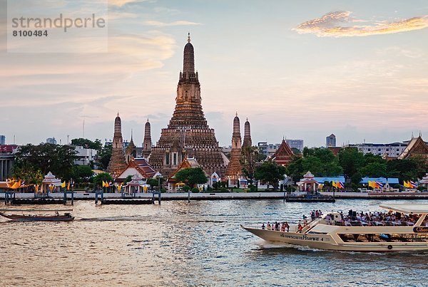 Bangkok  Hauptstadt  Sonnenuntergang  Morgendämmerung  Fluss  Südostasien  Asien  Thailand