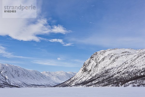 Europa  Berg  See  Norwegen  gefroren  Skandinavien