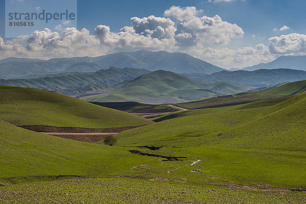 Grüne Hügellandschaft  an der Grenze zum Iran