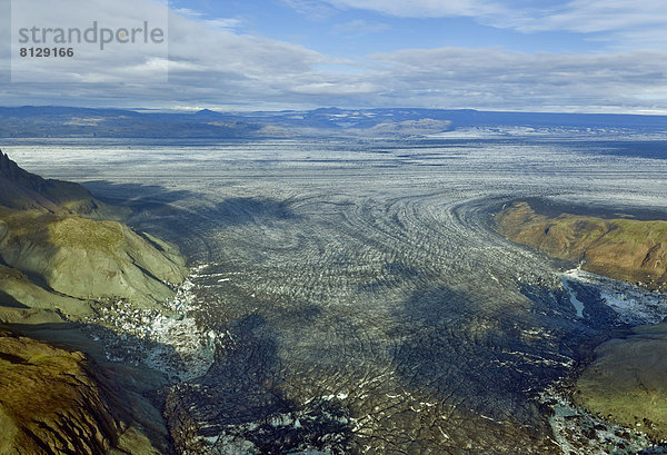 Struktur einer Gletscherzunge des Vatnajökull  Luftaufnahme