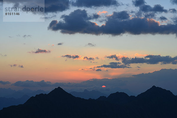 Sonnenaufgang zwischen Seejoch und der Peiderspitze  vom Gaißkogel oder Gaiskogel