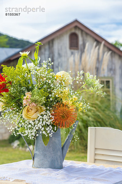 USA  Texas  Blumenstrauß in Gießkanne