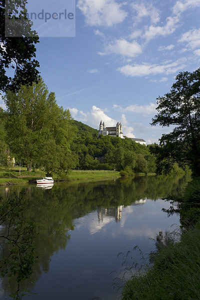 Germany  Rhineland Palatinate  View of Arnstein Abbey at Lahn River