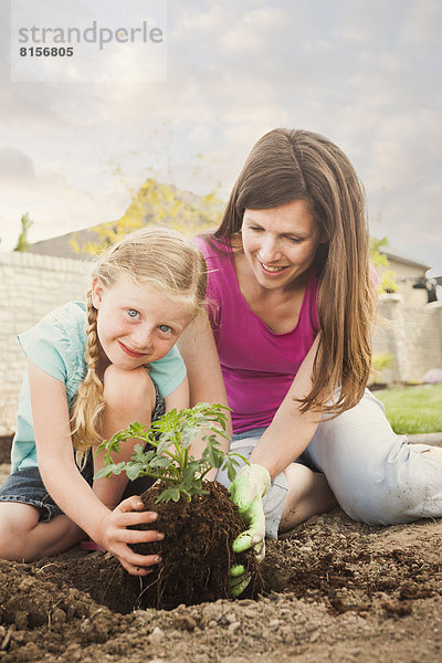 Europäer Garten Tochter Mutter - Mensch Hinterhof anpflanzen