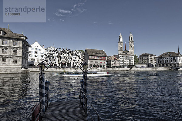 Switzerland  Zurich  View of pier of Hotel Storchen