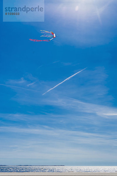 Denmark  Romo  Kite flying against sky at North Sea