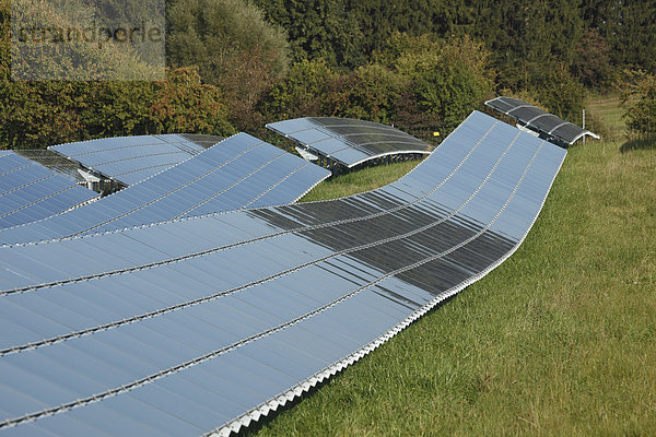 Germany  Bavaria  Solar panels on grass