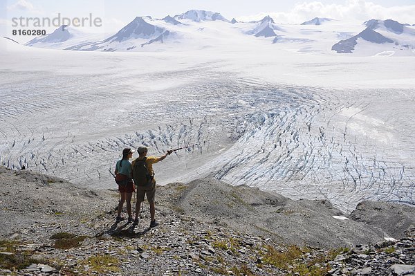 nahe  folgen  Rucksackurlaub  wandern  Fjord  Harding Icefield  Eisfeld  Kenai-Fjords-Nationalpark  Alaska