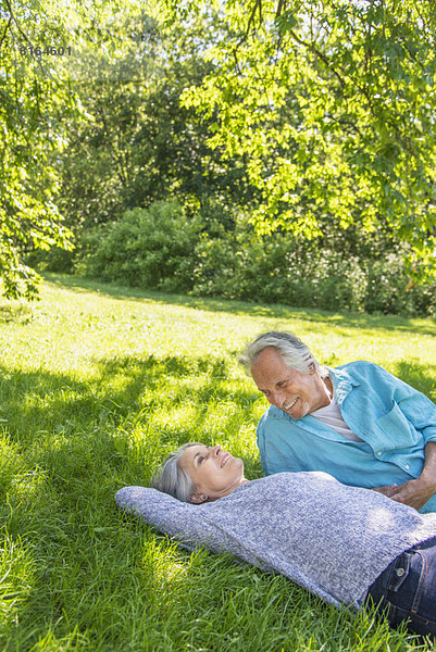 Entspannende älteres Paar in park