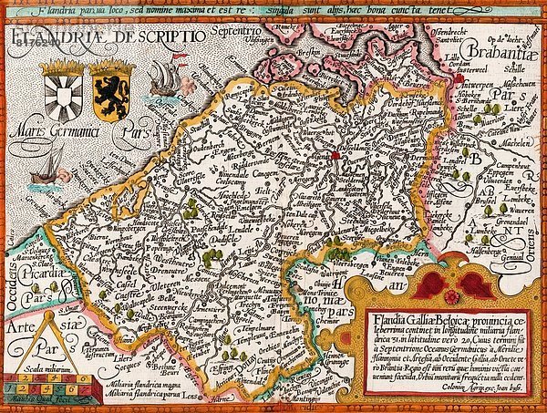 Landkarte  Karte  Inschrift  Quadbike  Köln  Flandern
