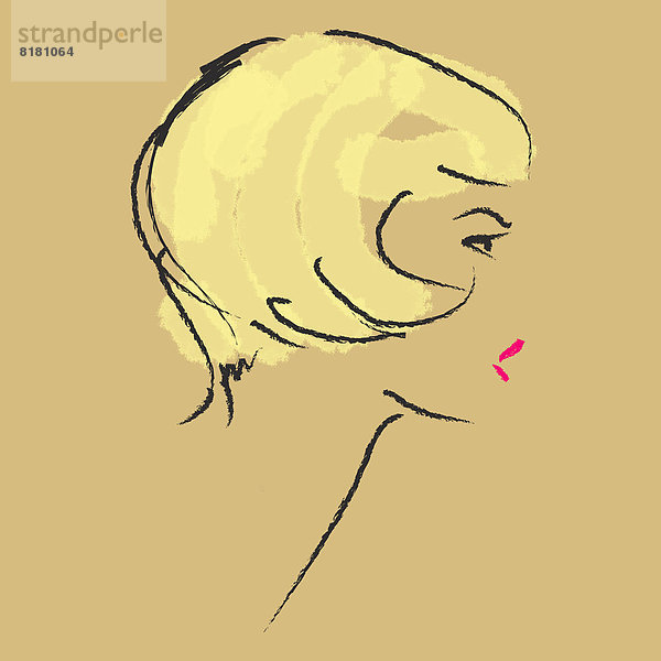 Profil einer Frau mit blondem Bob