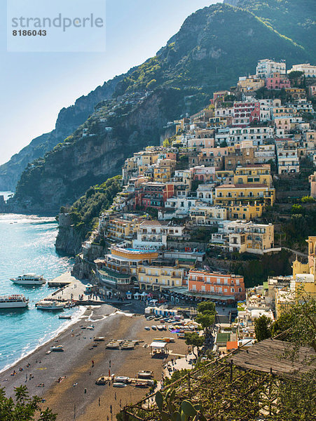 Häuser am Hang  Positano  Halbinsel Amalfi  Kampanien  Italien