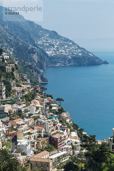 Häuser am Hang  Positano  Halbinsel Amalfi  Kampanien  Italien