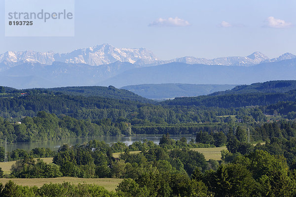 Aussicht von Reichling über Lech gegen Zugspitze  Alpenvorland