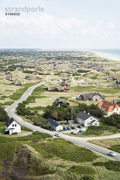 Coastal landscape with houses  Blavand  Denmark