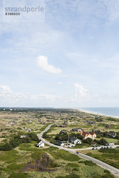 Coastal landscape with houses  Blavand  Denmark
