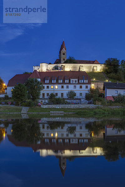 Deutschland  Bayern  Blick auf Kloster Reichenbach und Benediktinerkloster am Fluss Regen