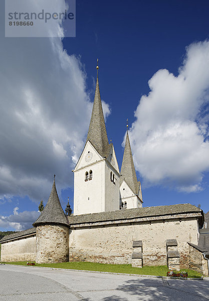 Austria  Carinthia  View of fortified church of Diex on Saualpe
