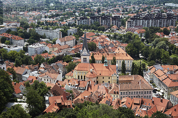 Cityscape with St. Jacob's Church  Levstikov trg square