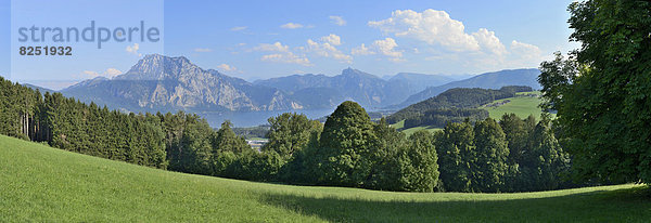 Landschaft bei Traunsee mit Bergen  Oberösterreich  Österreich