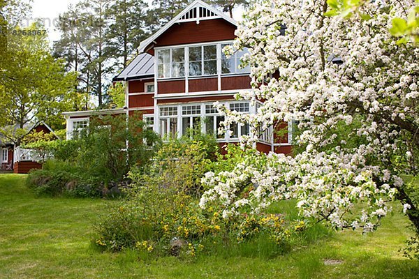 Wohnhaus Garten rot Schweden