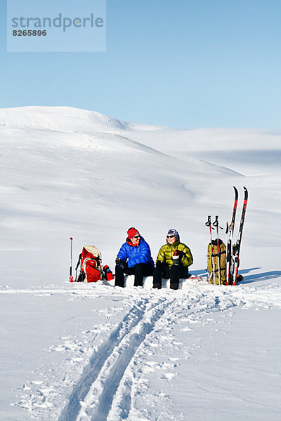 Frau  Skisport  Pause