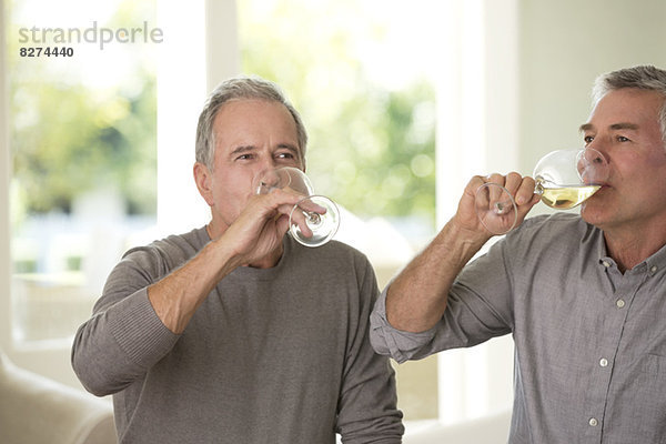 Ältere Männer trinken Wein