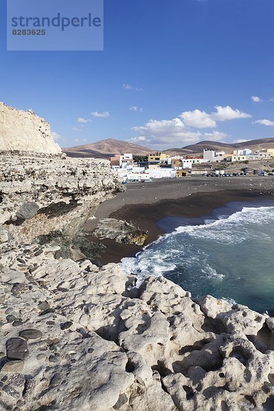 Europa  Dorf  angeln  Ansicht  Veranda  Atlantischer Ozean  Atlantik  Kanaren  Kanarische Inseln  Ajuy  Fuerteventura  Kalkstein  Spanien