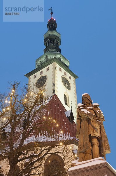 Europa  bedecken  Kirche  Statue  Tschechische Republik  Tschechien  Berg  Schnee