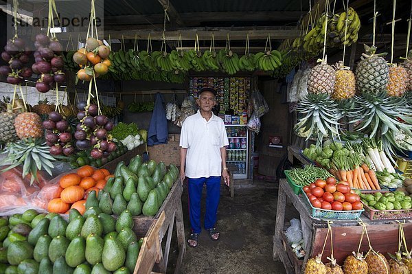 Blumenmarkt  Frucht  Gemüse  halten  Südostasien  Asien  Indonesien  Java  Straßenrand