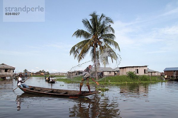 Westafrika  Netz  Kanu  angeln  Afrika  Benin