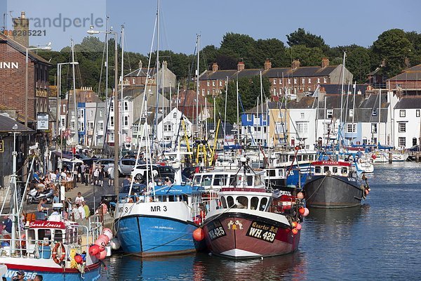 Hafen  Europa  Großbritannien  Boot  angeln  Dorset  England  alt  Weymouth