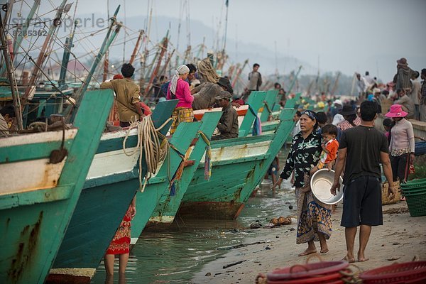 Hafen  fangen  Morgendämmerung  Boot  angeln  Campingzelt  Rückkehr  Südostasien  Vietnam  Asien  Kambodscha  Kampot