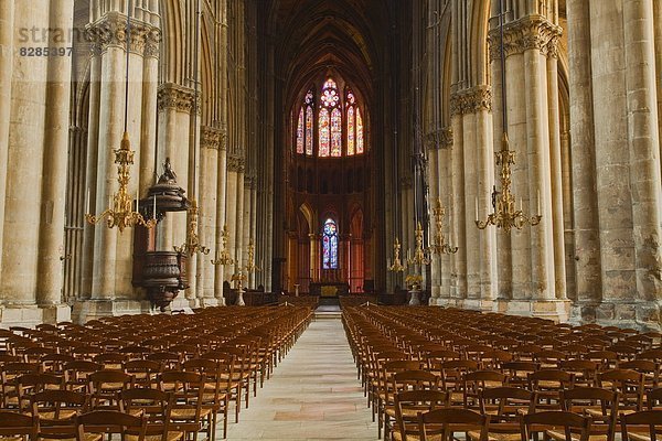 Frankreich  Europa  Kathedrale  Gotik  UNESCO-Welterbe  Champagne-Ardenne  Kirchenschiff  Reims