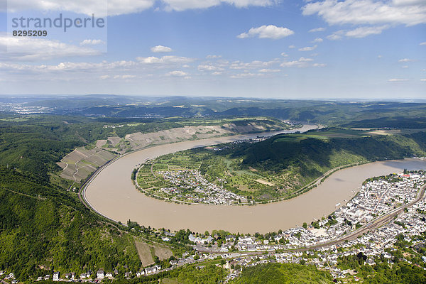 Germany  Rhineland-Palatinate  loop of the River Rhine at Boppard  aerial photo
