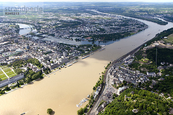 Deutschland  Rheinland-Pfalz  Zusammenfluss von Rhein und Mosel bei Koblenz  Luftaufnahme