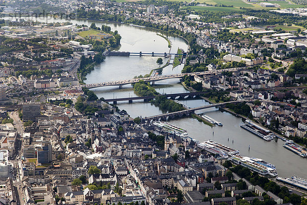 Deutschland  Rheinland-Pfalz  Koblenz  Brücken über der Mosel  Luftbild
