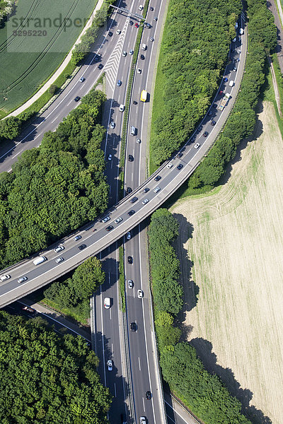 Deutschland  Nordrhein-Westfalen  Bonn  Blick auf das Autobahnkreuz  Luftbild