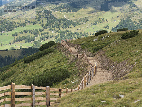 Italien  Südtirol  Villanderer Alm  Holzzaun und Schiene