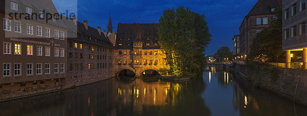 Germany  Bavaria  Franconia  Nuremberg  View of Heilig-Geist-Spital with Pegnitz river