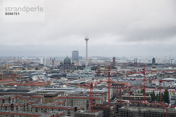 Germany  Berlin  view to television tower  construction cranes in front