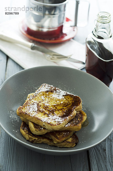 French toast with maple syrup  studio shot