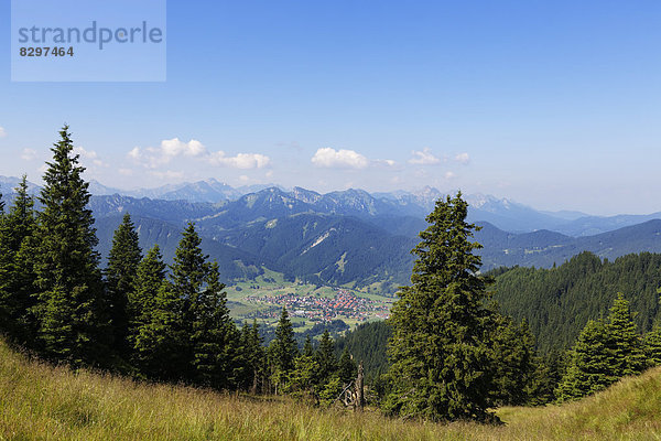 Deutschland  Bayern  Ammergauer Alpen  Blick von Hoernle nach Unterammergau