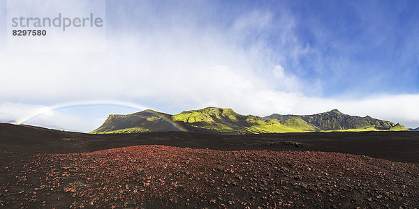 Iceland  Kirkjubaerklaustur  Rainbow in highlands