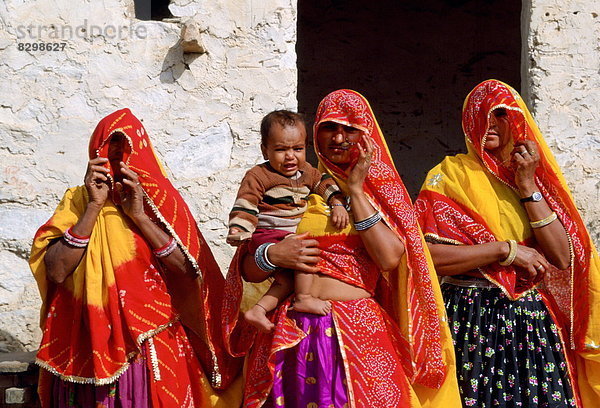 Frau  Dorf  Schleier  Indien  Rajasthan