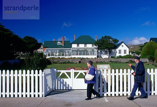 Hafen Mensch Menschen Wohnhaus gehen Regierung Nostalgie Falklandinseln