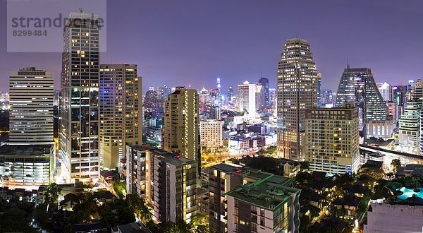 Bangkok  Hauptstadt  Panorama  Nacht  Hotel  Ansicht  Südostasien  Asien  Thailand