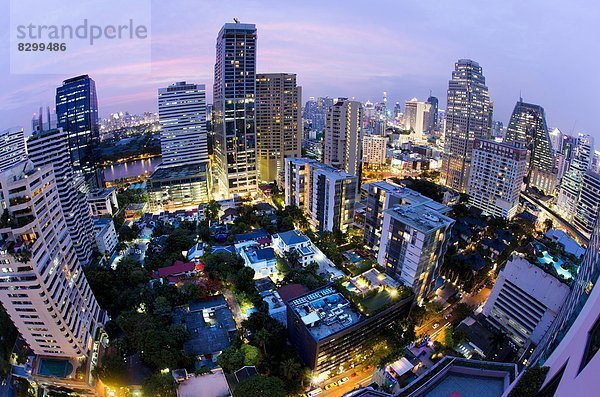 Bangkok  Hauptstadt  Fisheye  Nacht  Hotel  Ansicht  Südostasien  Asien  Thailand